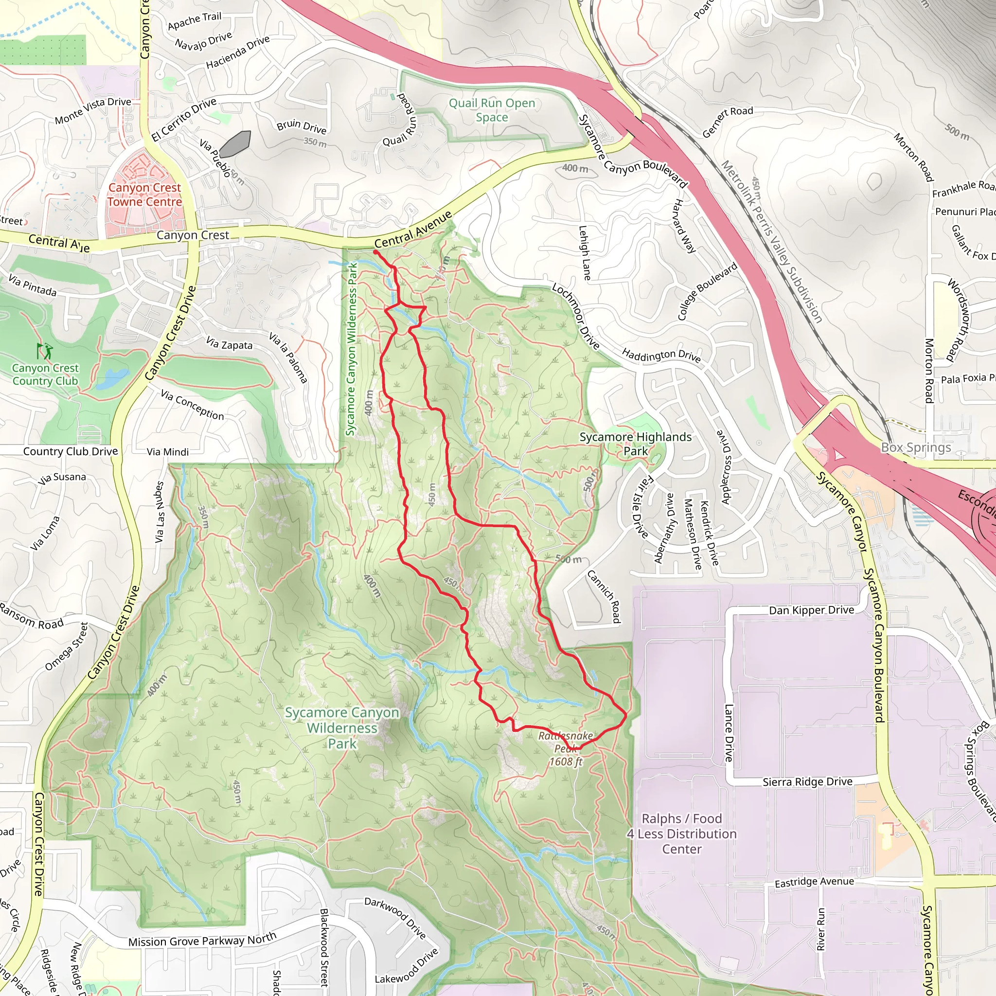 Pepper Tree and Rattlesnake Peak Loop mobile static map