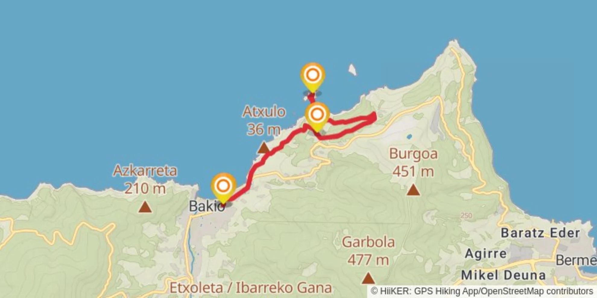 An image depicting the trail Bakio and its surrounding area.