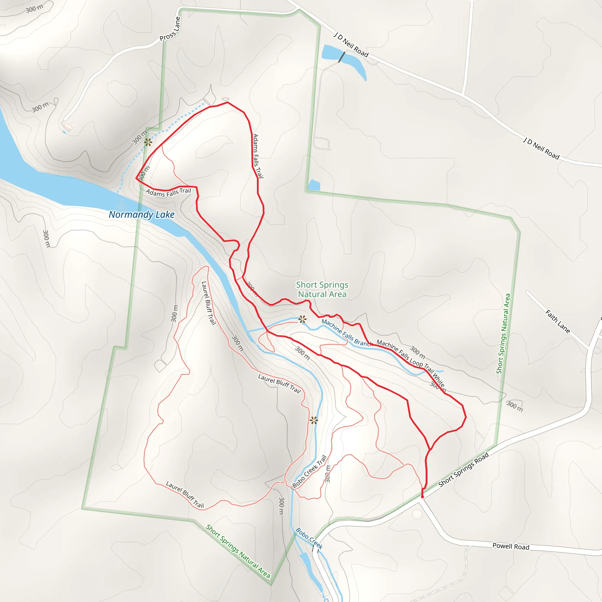 Machine Falls - White and Adams Falls Loop Trail mobile static map