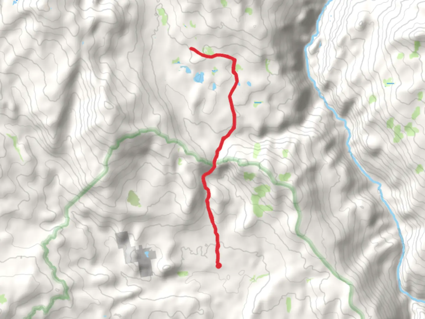 An image depicting the trail Chetwood Cabin via Isberg Trail and its surrounding area.