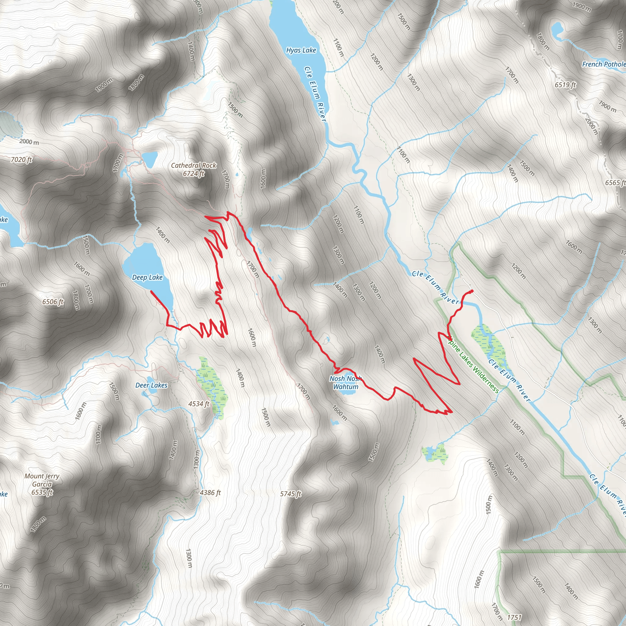 Deep Lake Camps via Cathedral Pass Trail mobile static map