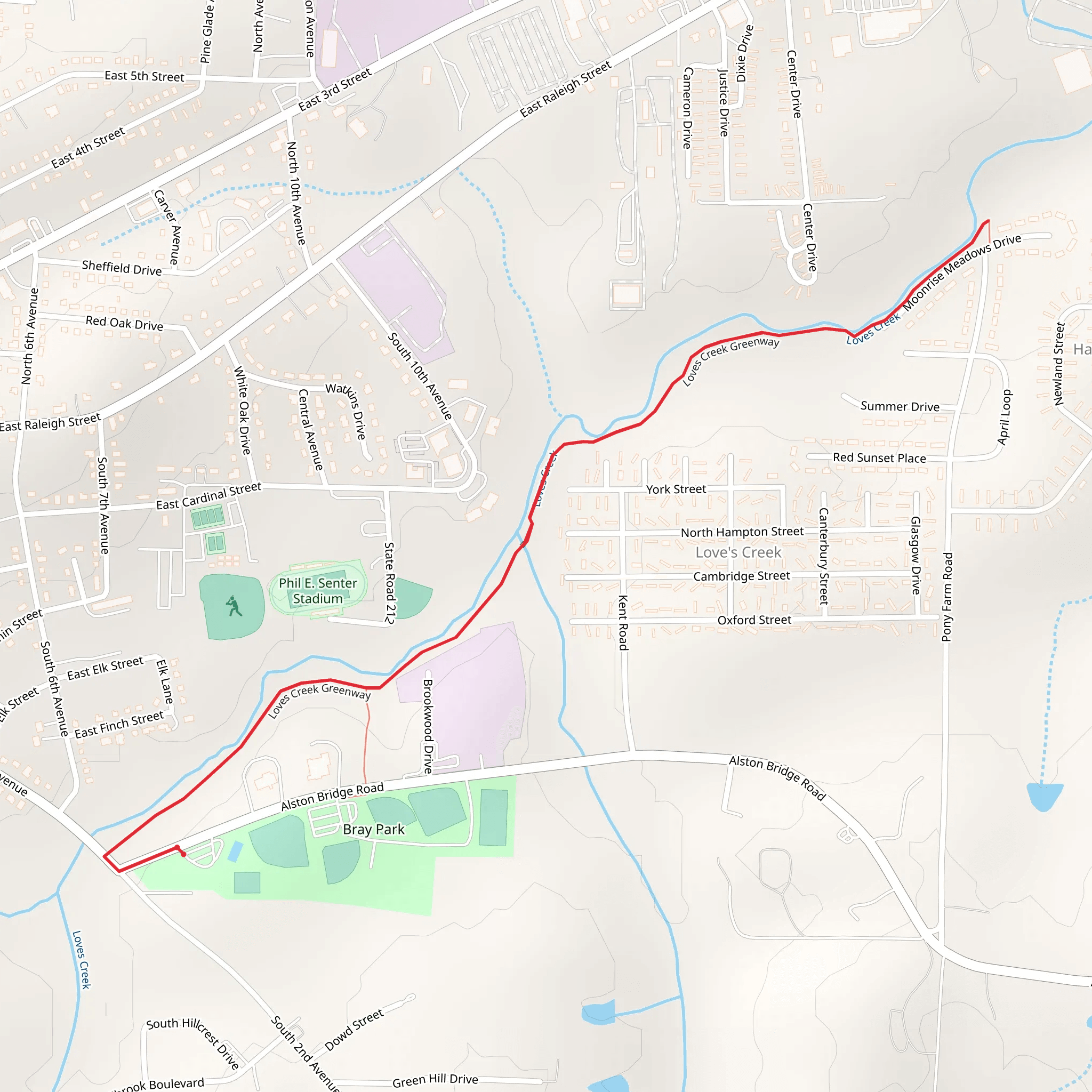 Loves Creek Greenway mobile static map