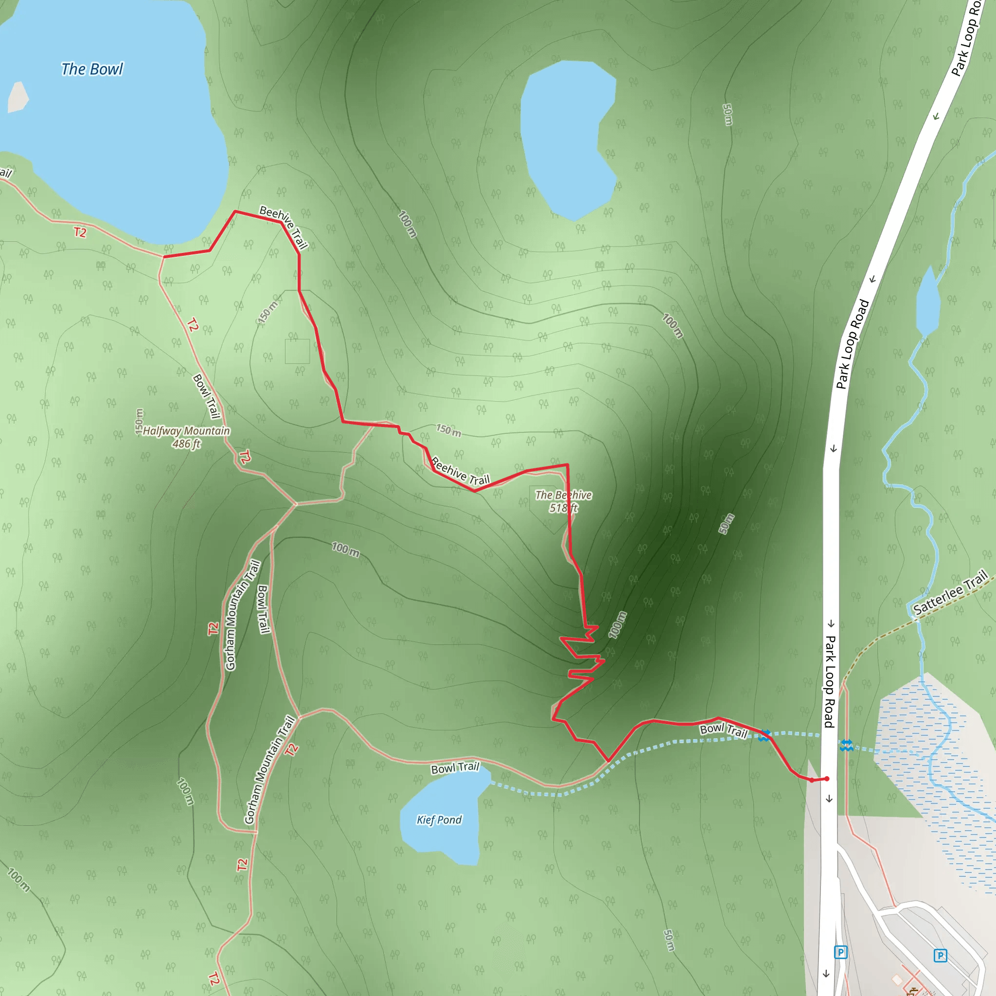 Beehive Trail via Bowl Trail mobile static map