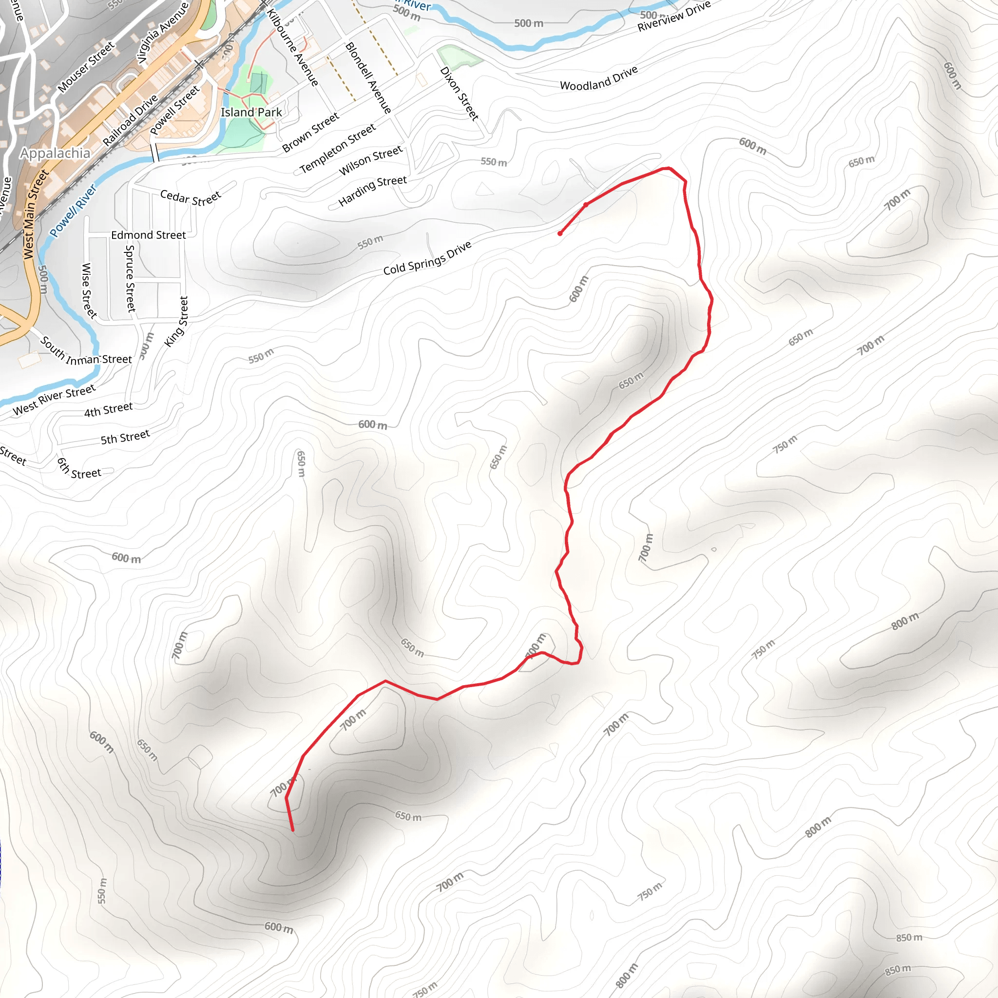 Dark Hollow Trail mobile static map