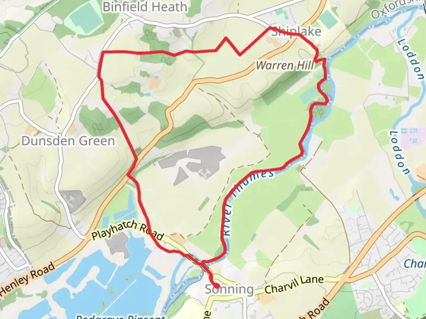 An image depicting the trail Sonning Loop and its surrounding area.