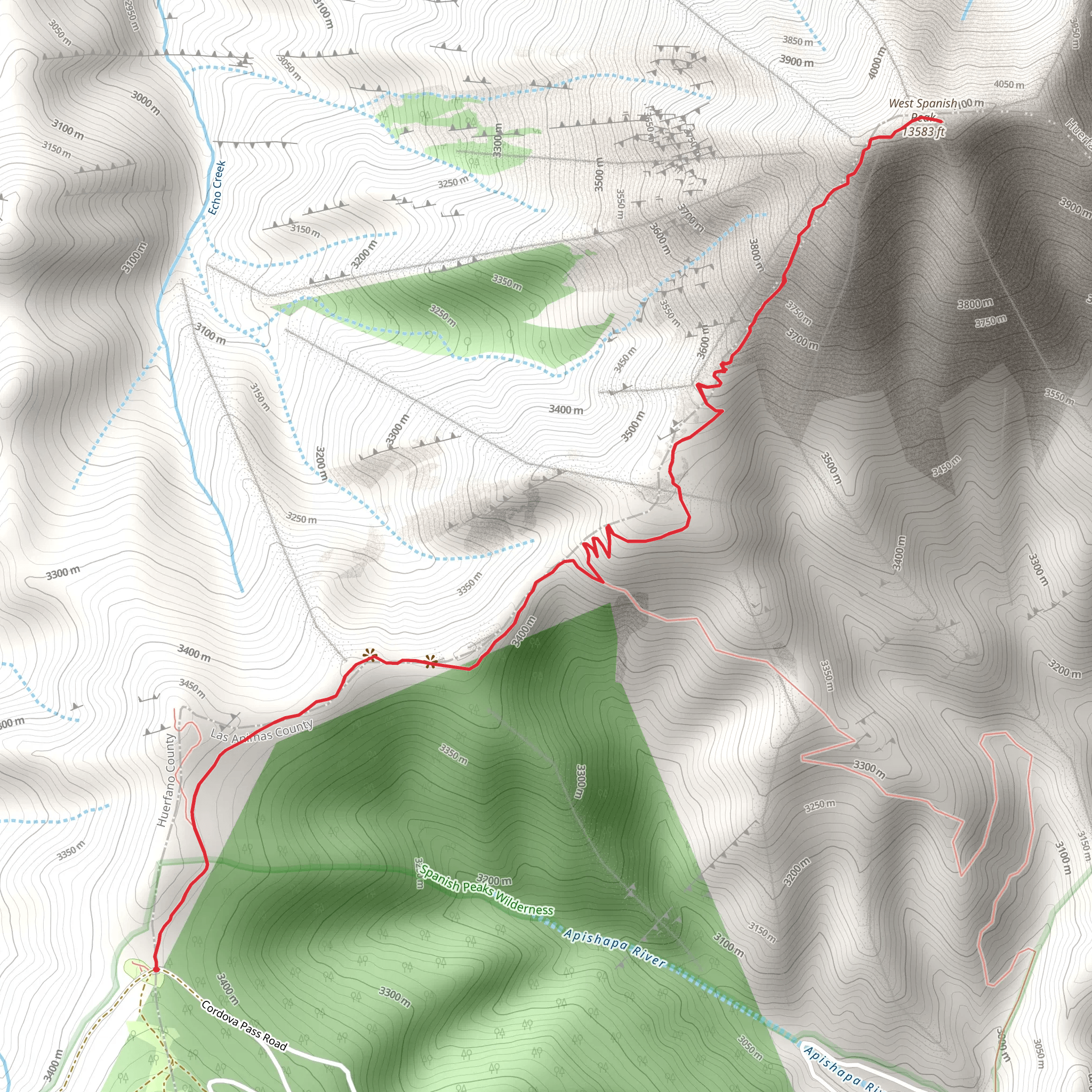 West Spanish Peak Trail mobile static map