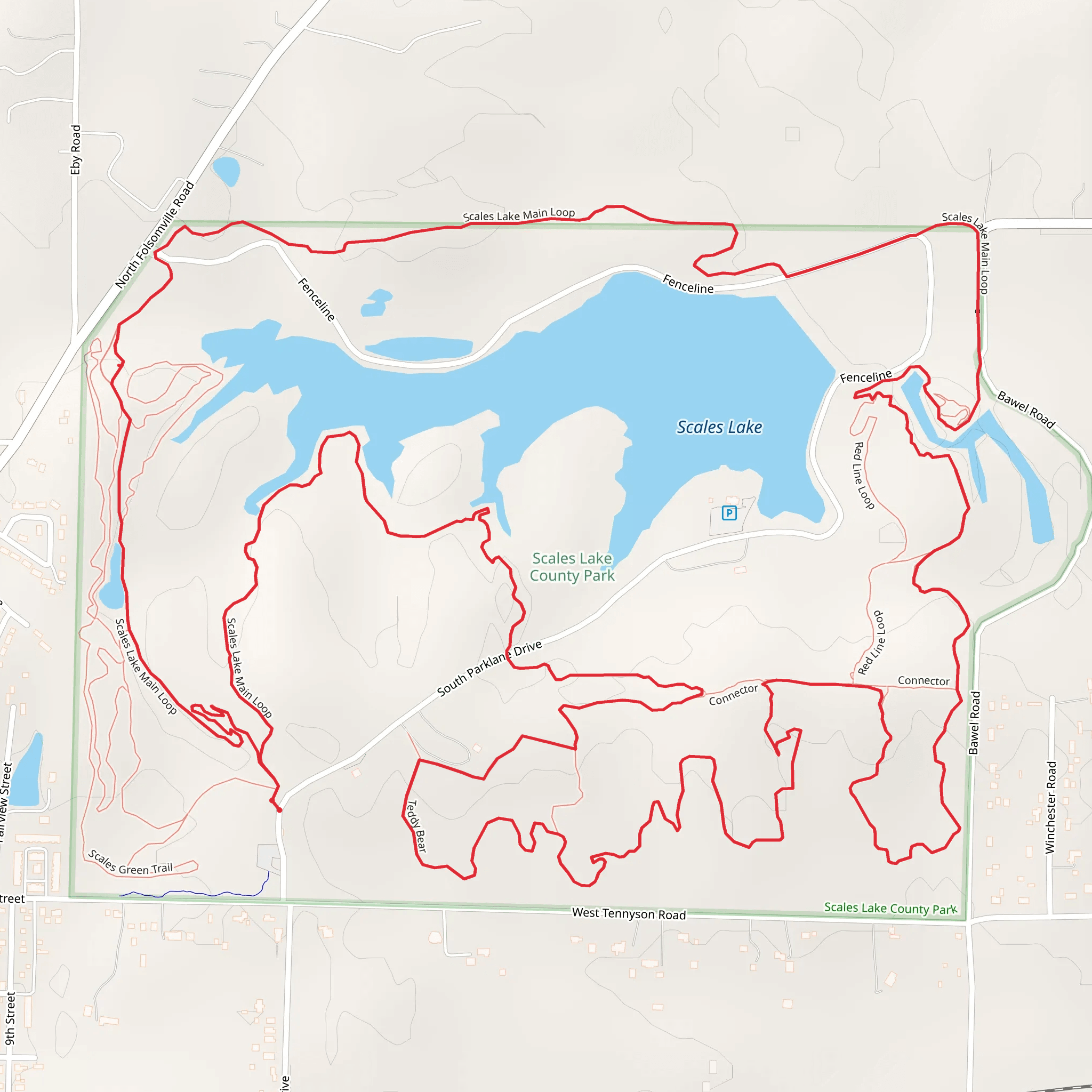 Scales Lake and Scales Lake County Park Loop mobile static map