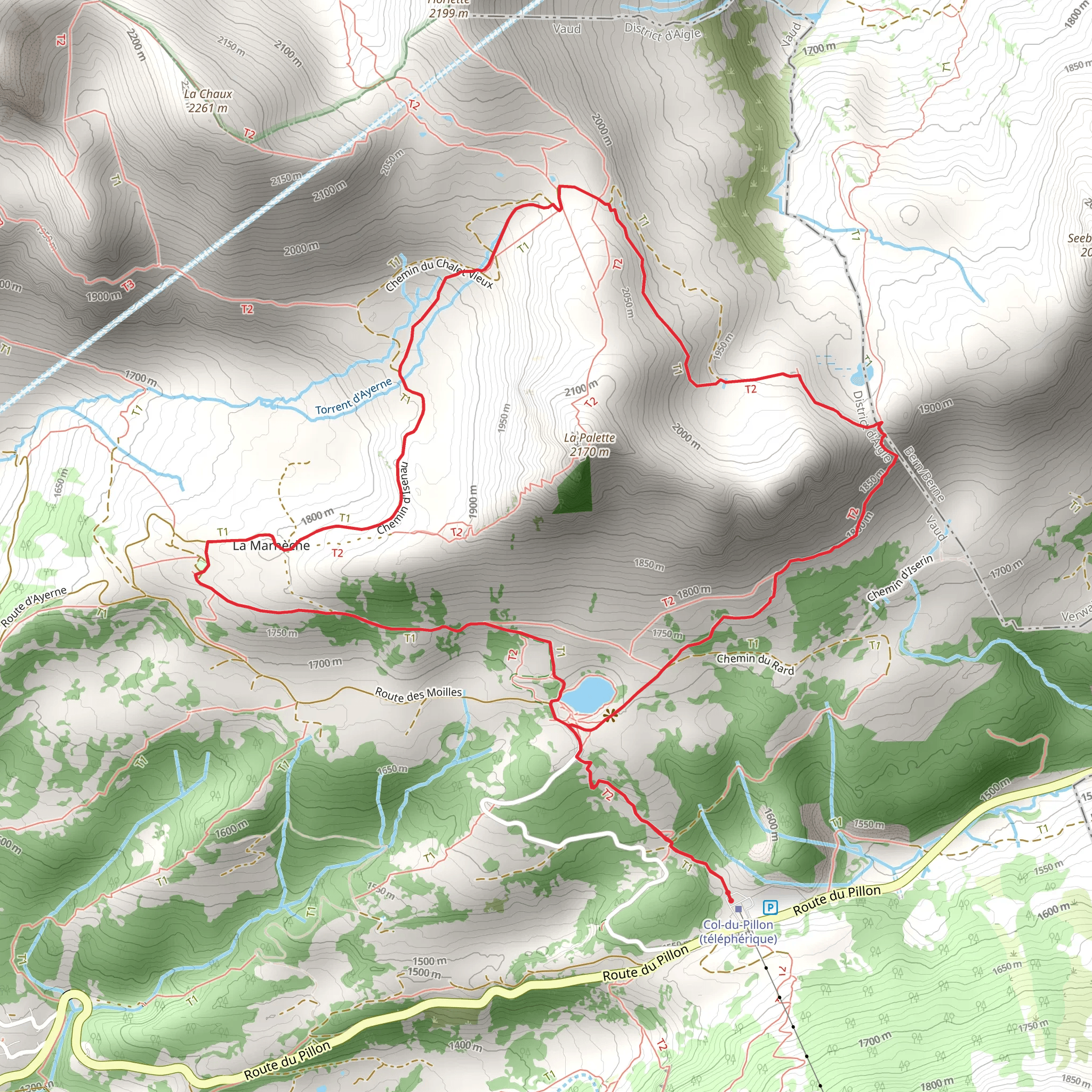 Col du Pillon - La Palette Loop Trail mobile static map