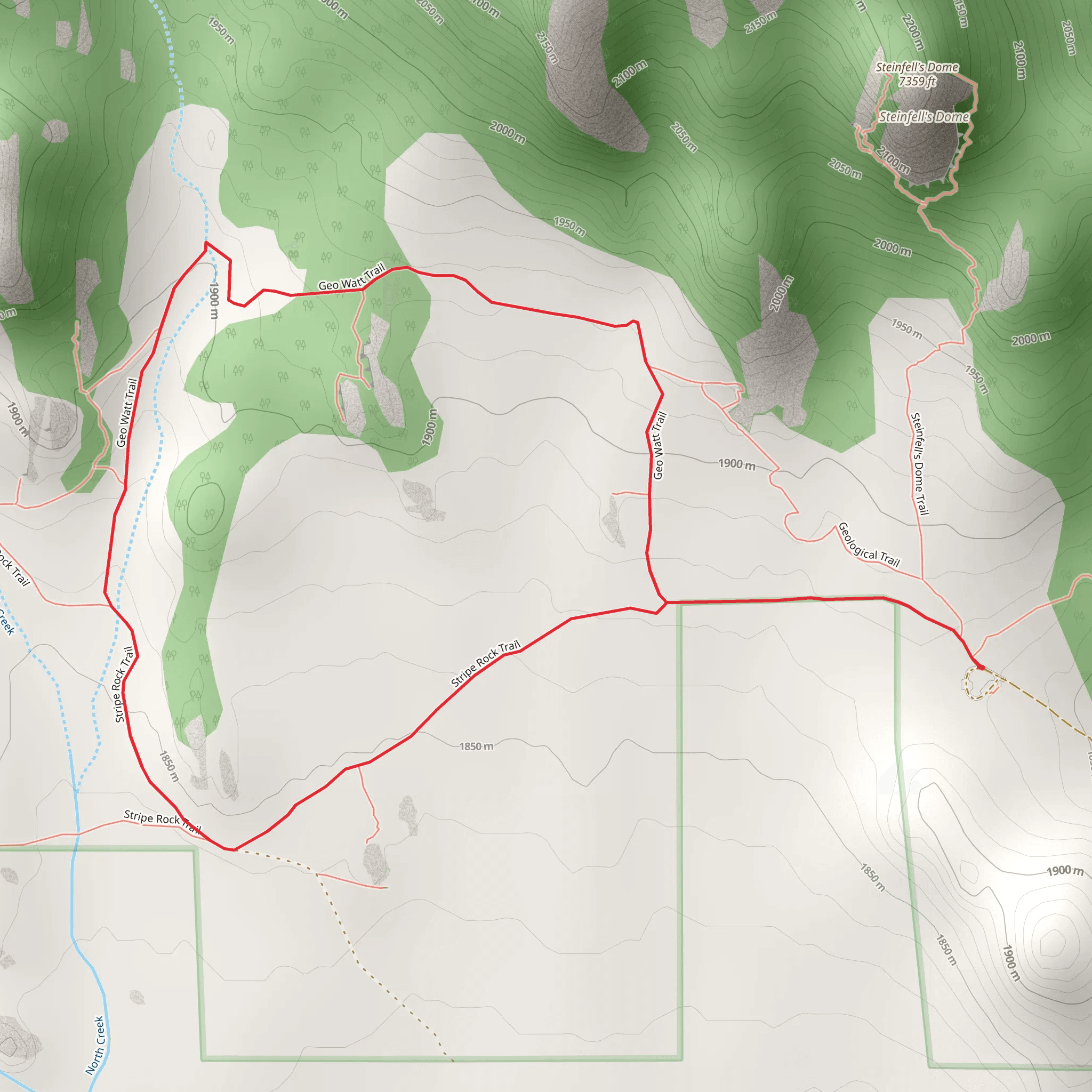 Geo Watt and Stripe Rock Loop Trail mobile static map