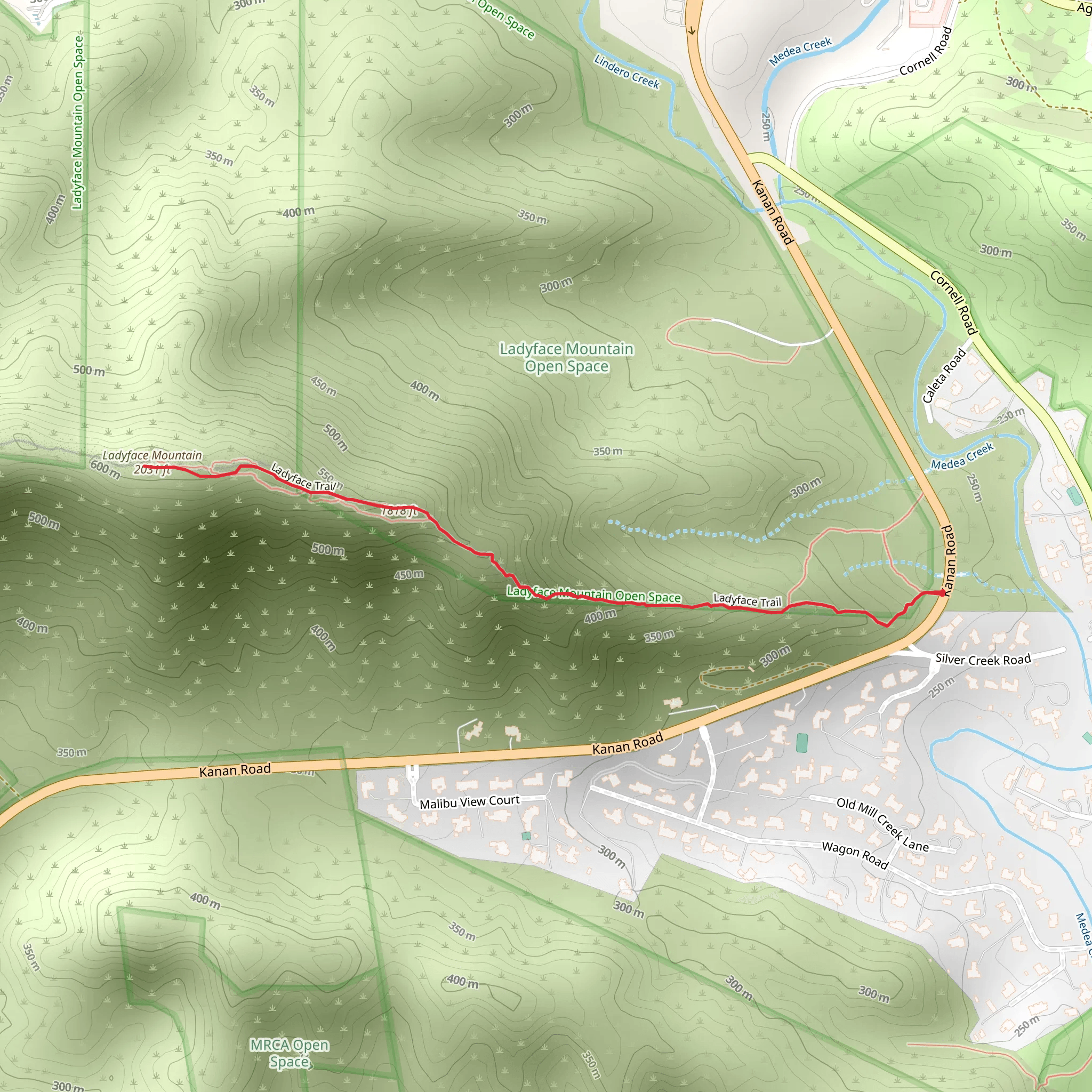 Ladyface Mountain mobile static map