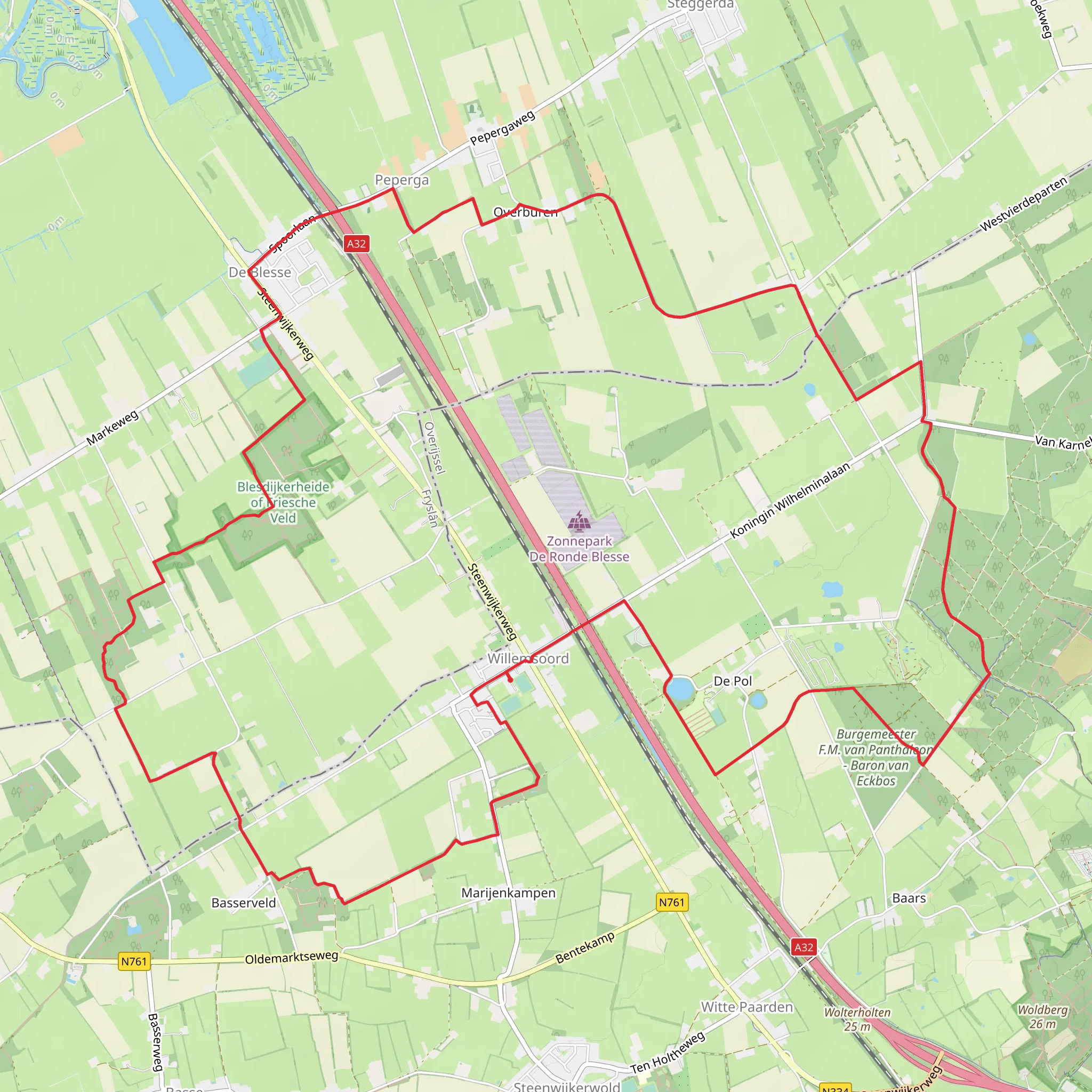 Het Heideveld, Hoeve Overburen and Helmhorst Loop mobile static map