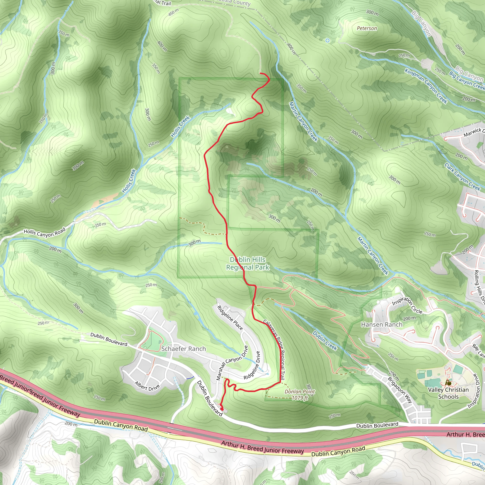 Calaveras Ridge Regional Trail mobile static map