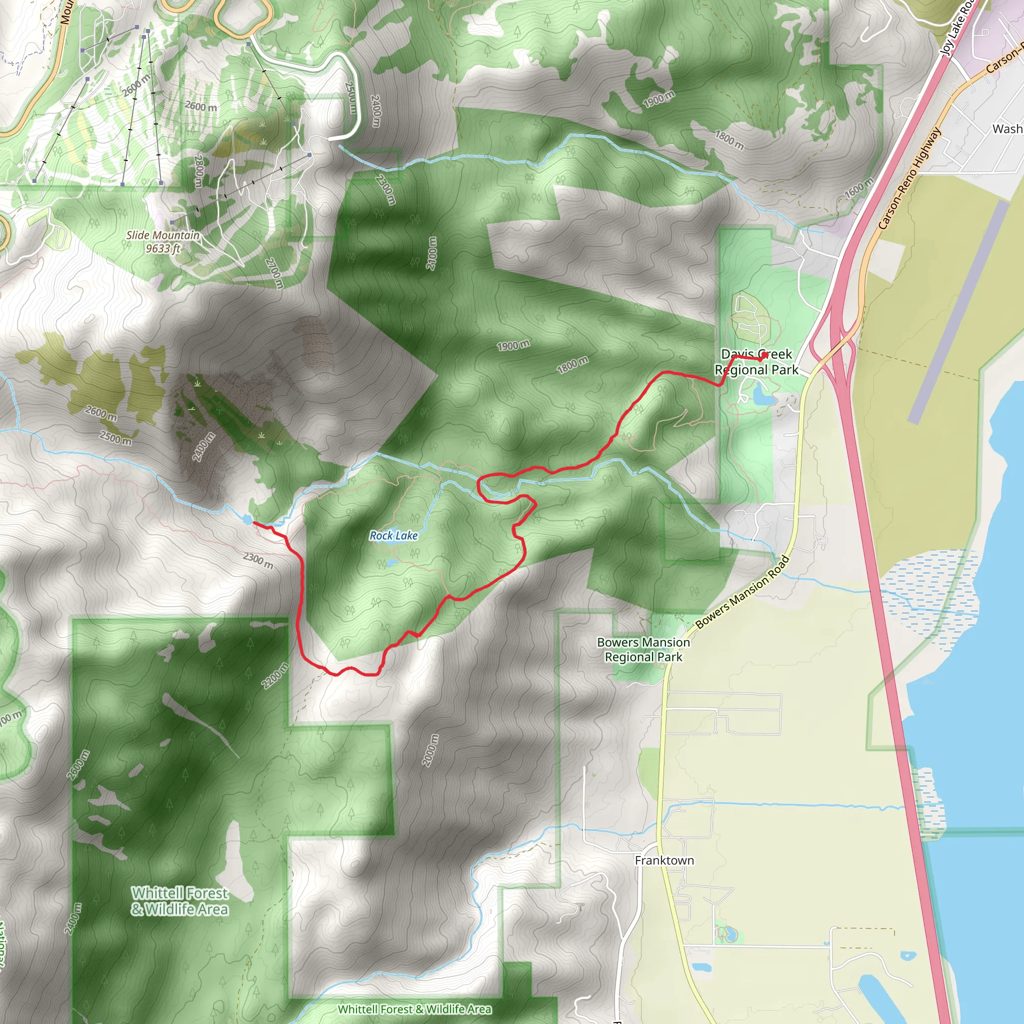Upper Price Lake from Davis Creek Picnic Road mobile static map