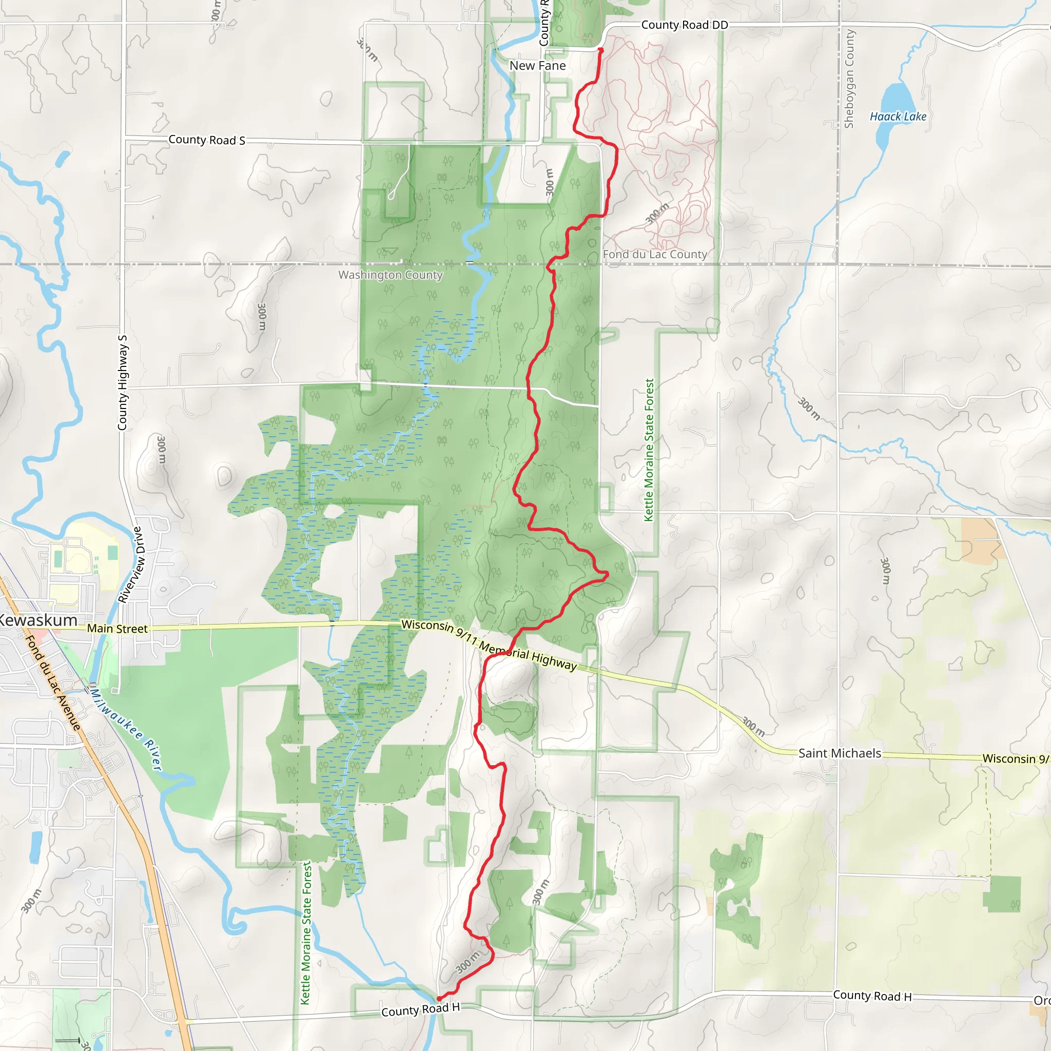 Ice Age Trail from County Road H mobile static map