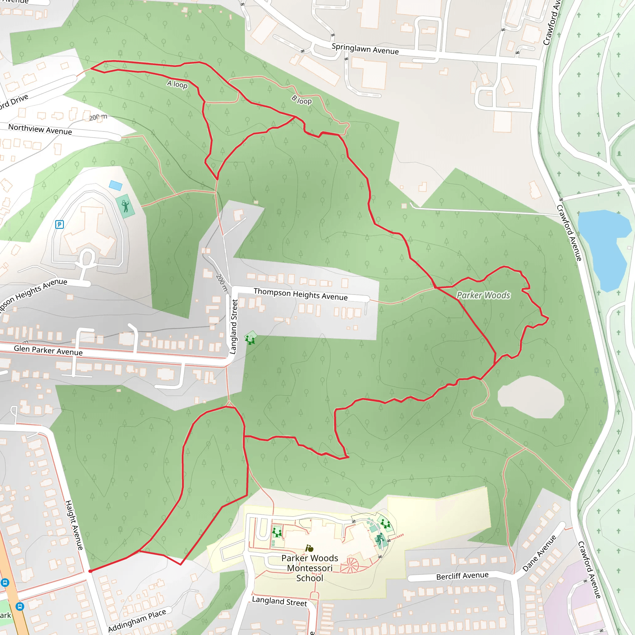 Parker Woods and A Loop mobile static map