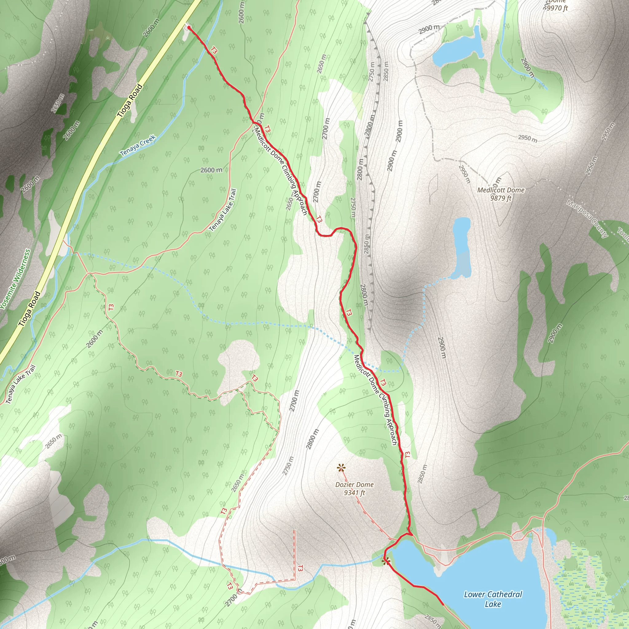Lower Cathedral Lake via Medlicott Dome Approach mobile static map