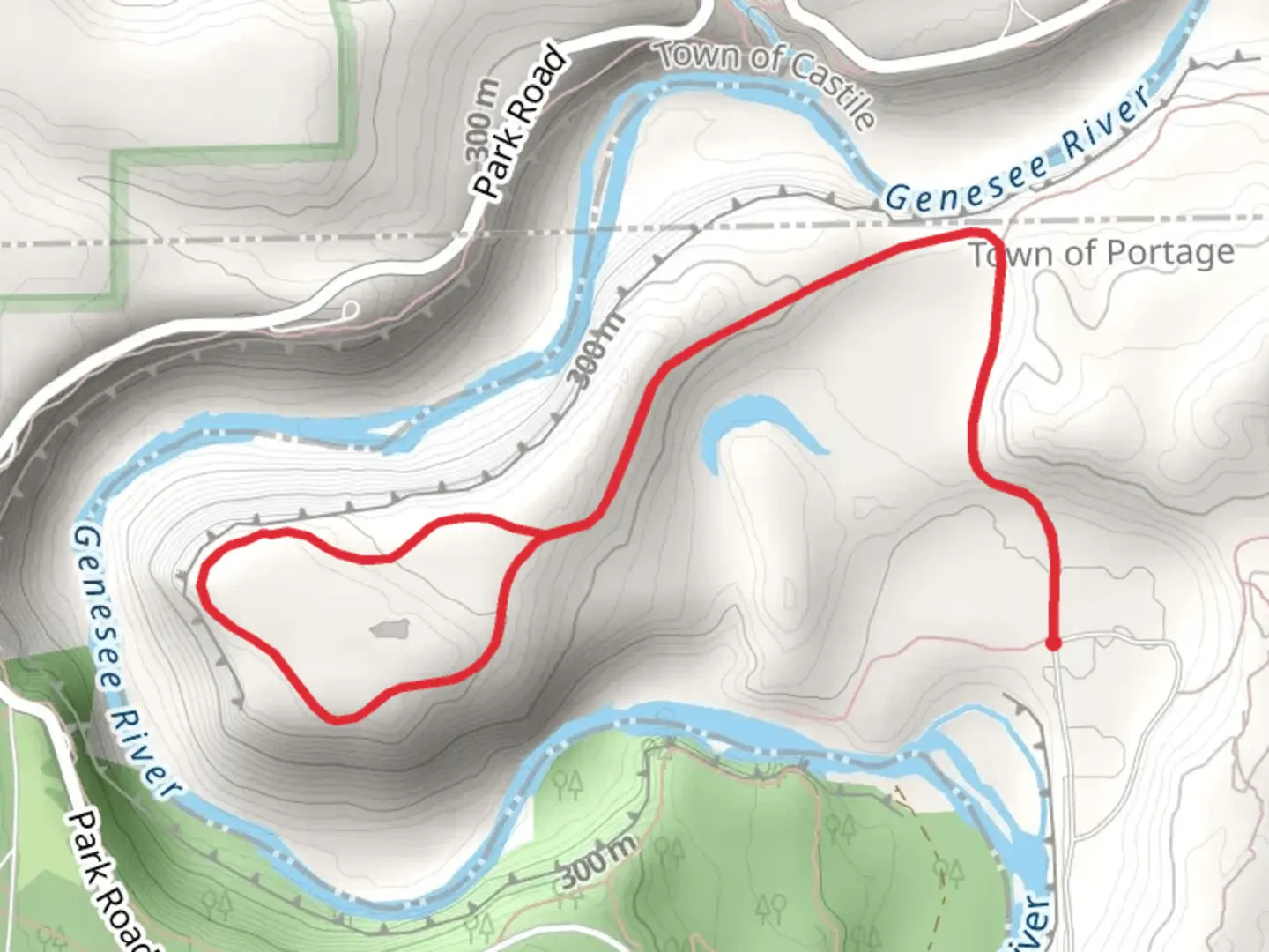 An image depicting the trail Genesee River Overlook Trail and its surrounding area.