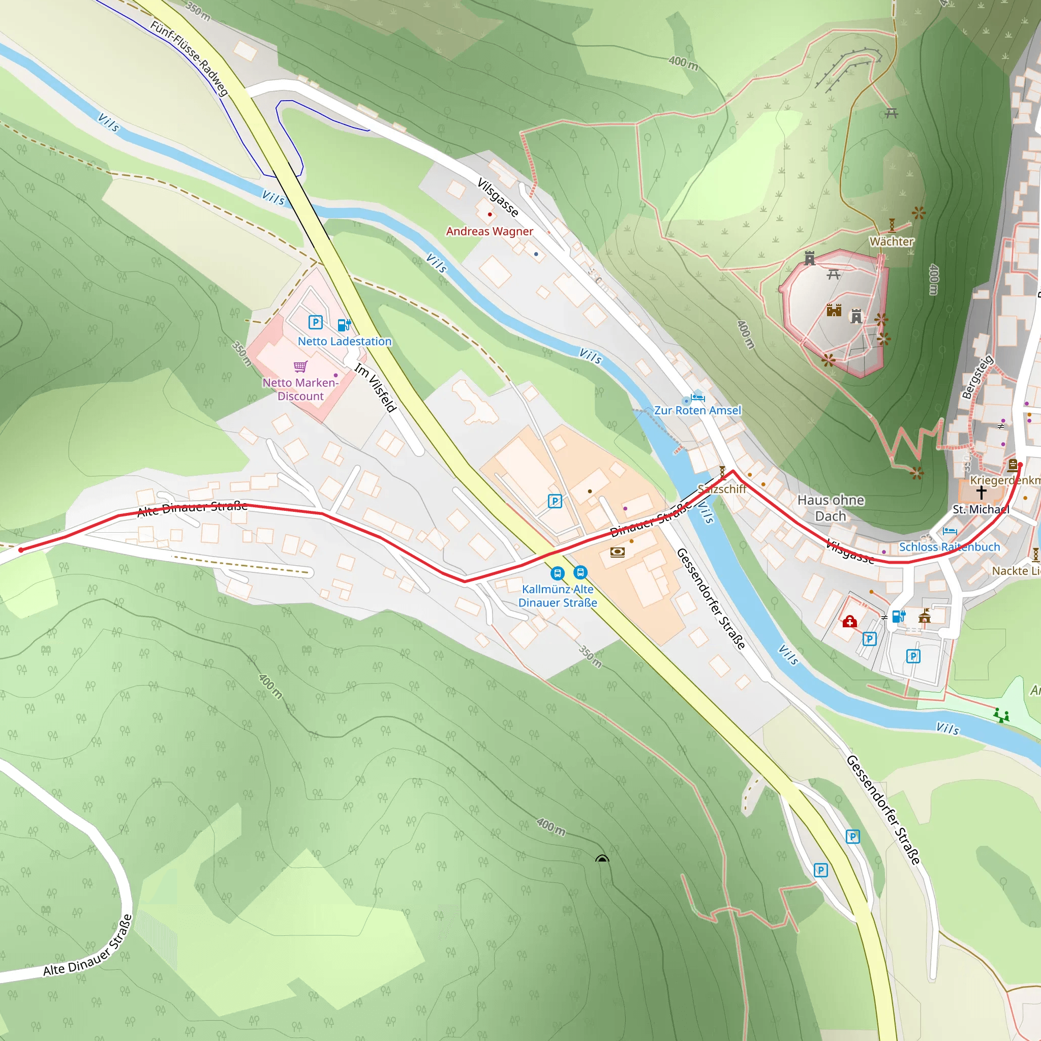 Alte Dinauer Straße and Marktplatz Walk mobile static map