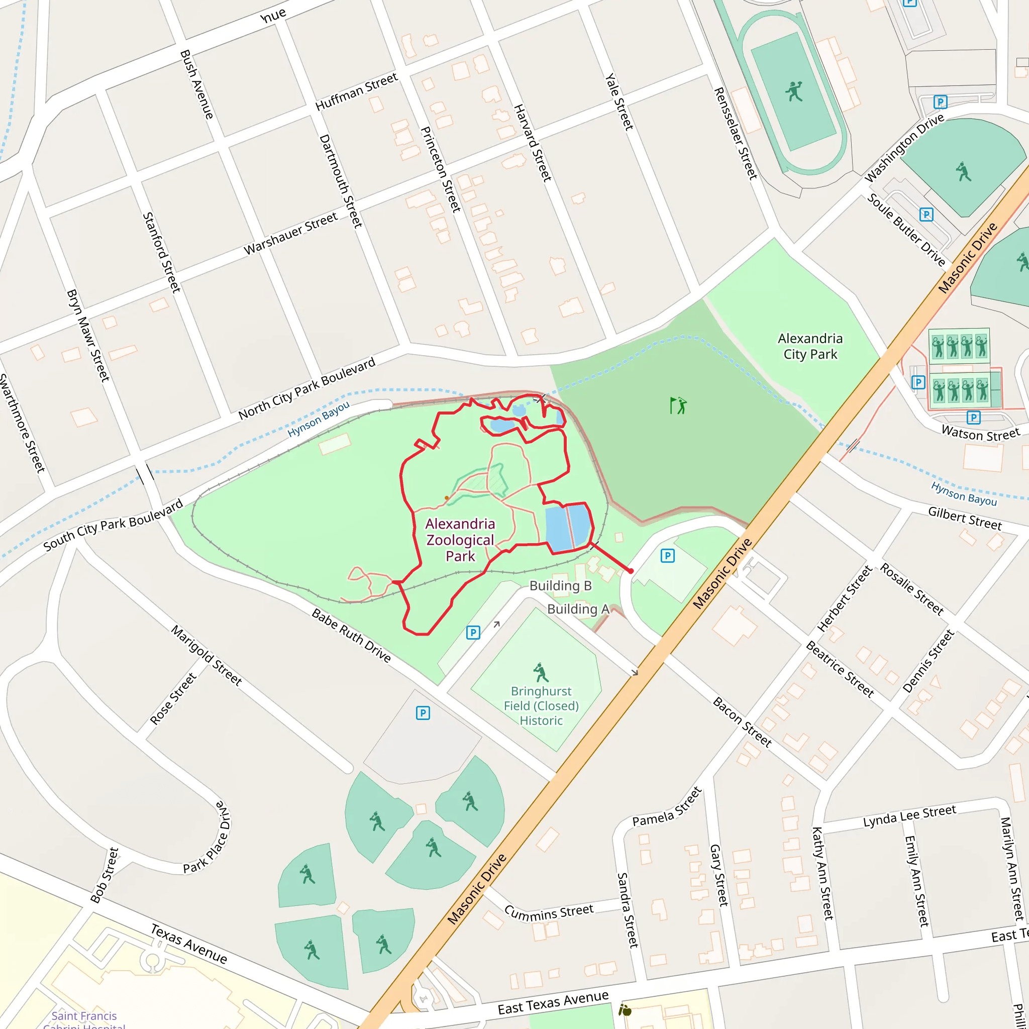 Alexandria Zoological Park Loop mobile static map