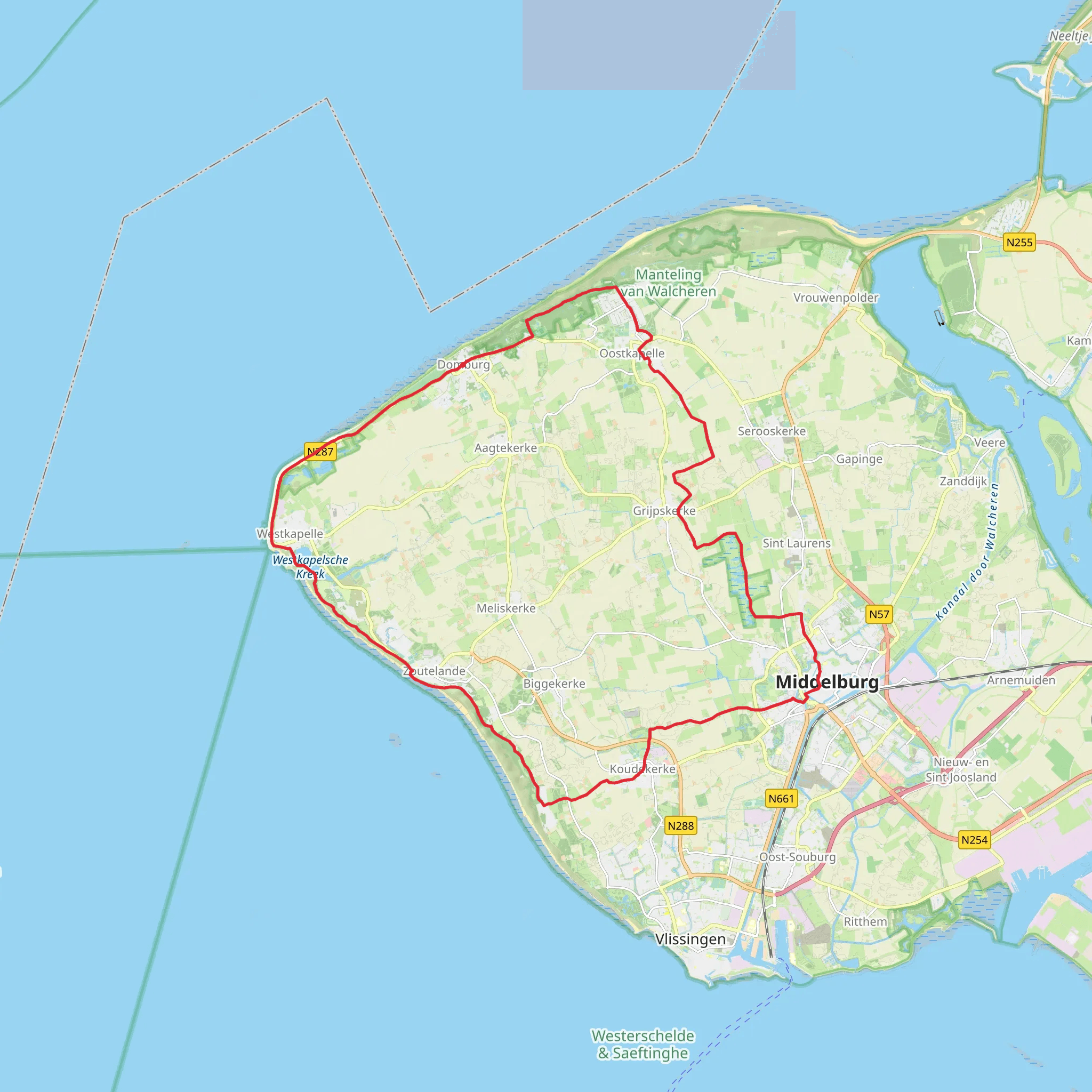 Schelpweg, Strand Westkapelle, Slobberduins Pad and Braamweg Loop mobile static map