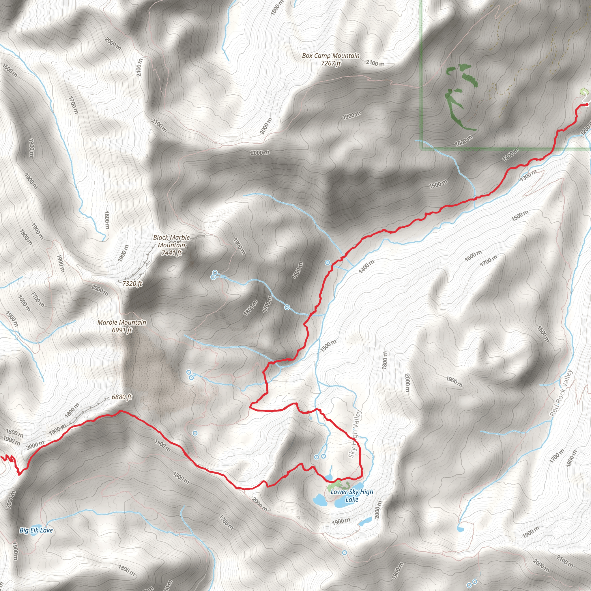 Sky High Lakes and Marble Rim Trail mobile static map