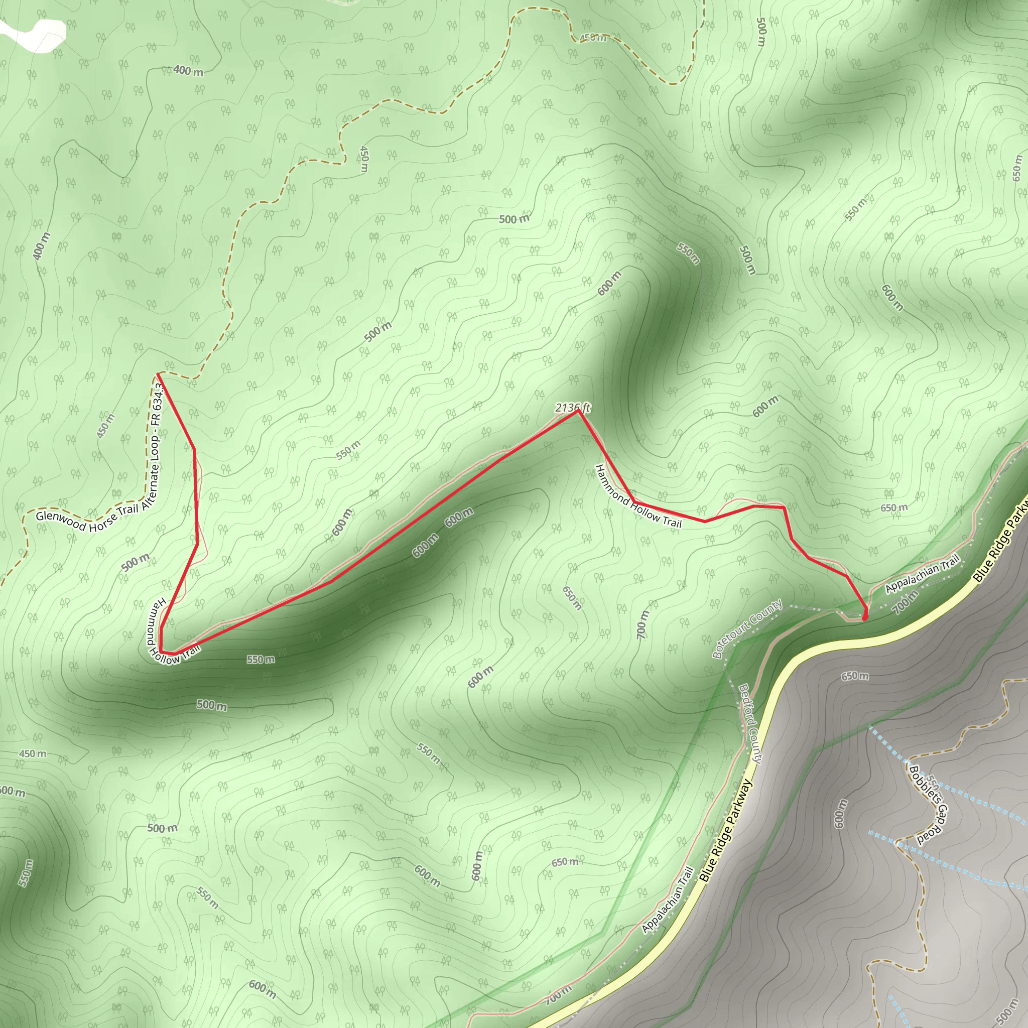 Hammond Hollow Trail mobile static map