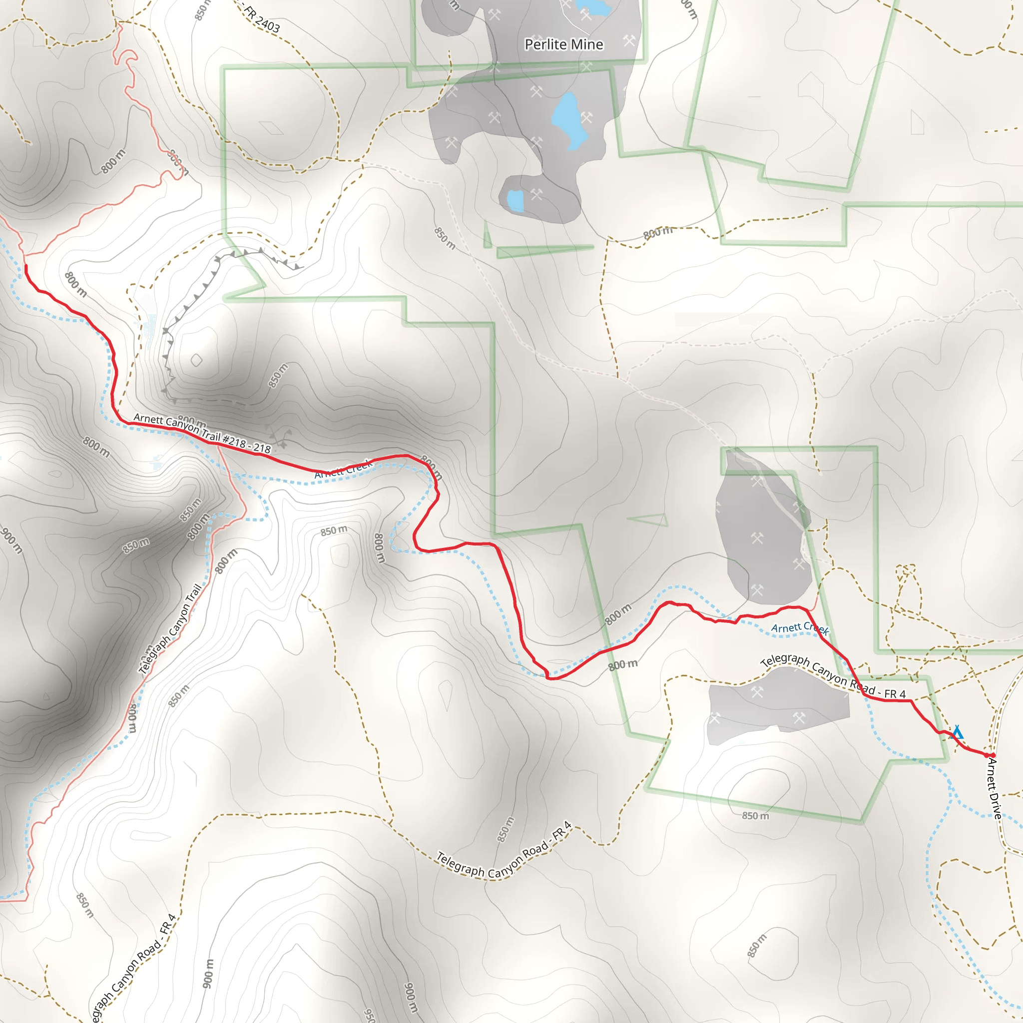 Arnett Canyon Trail mobile static map