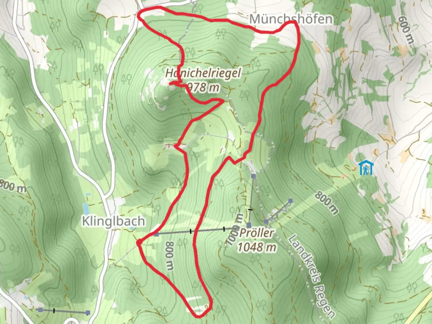 An image depicting the trail Käsplatte Loop via Wanderweg 16 and its surrounding area.