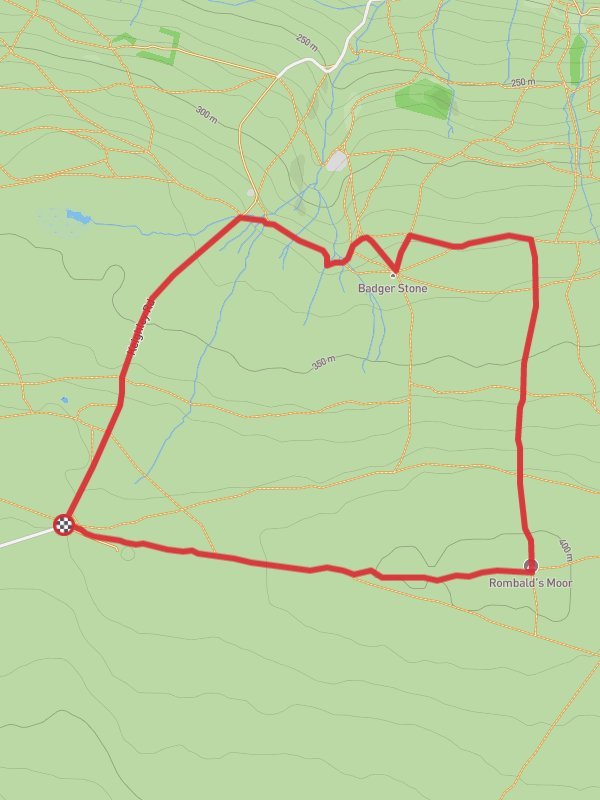 Badger Stone and Rombald's Moor Loop mobile static map