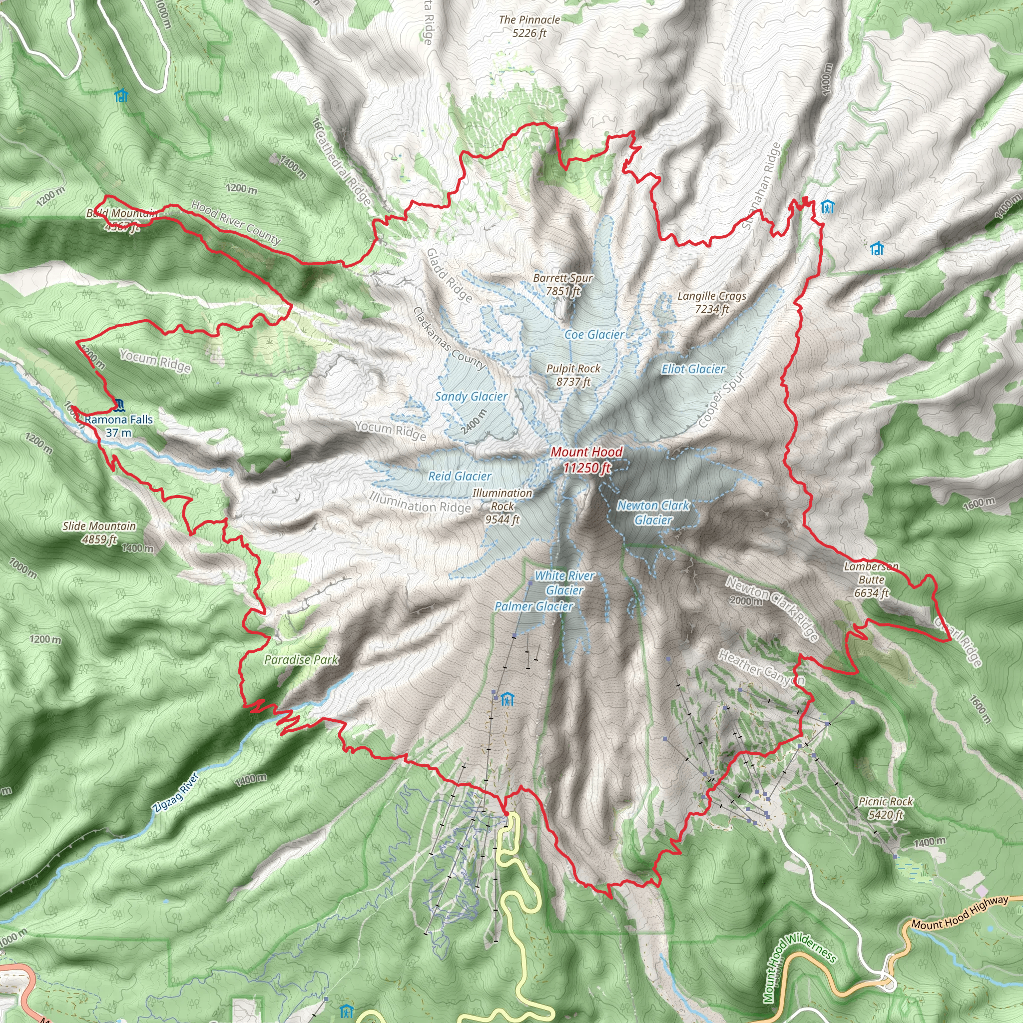Timberline Trail Loop mobile static map
