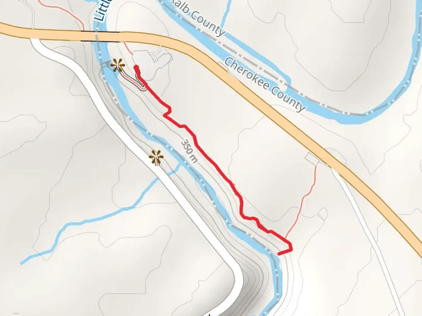 An image depicting the trail Little River Falls Trail and its surrounding area.