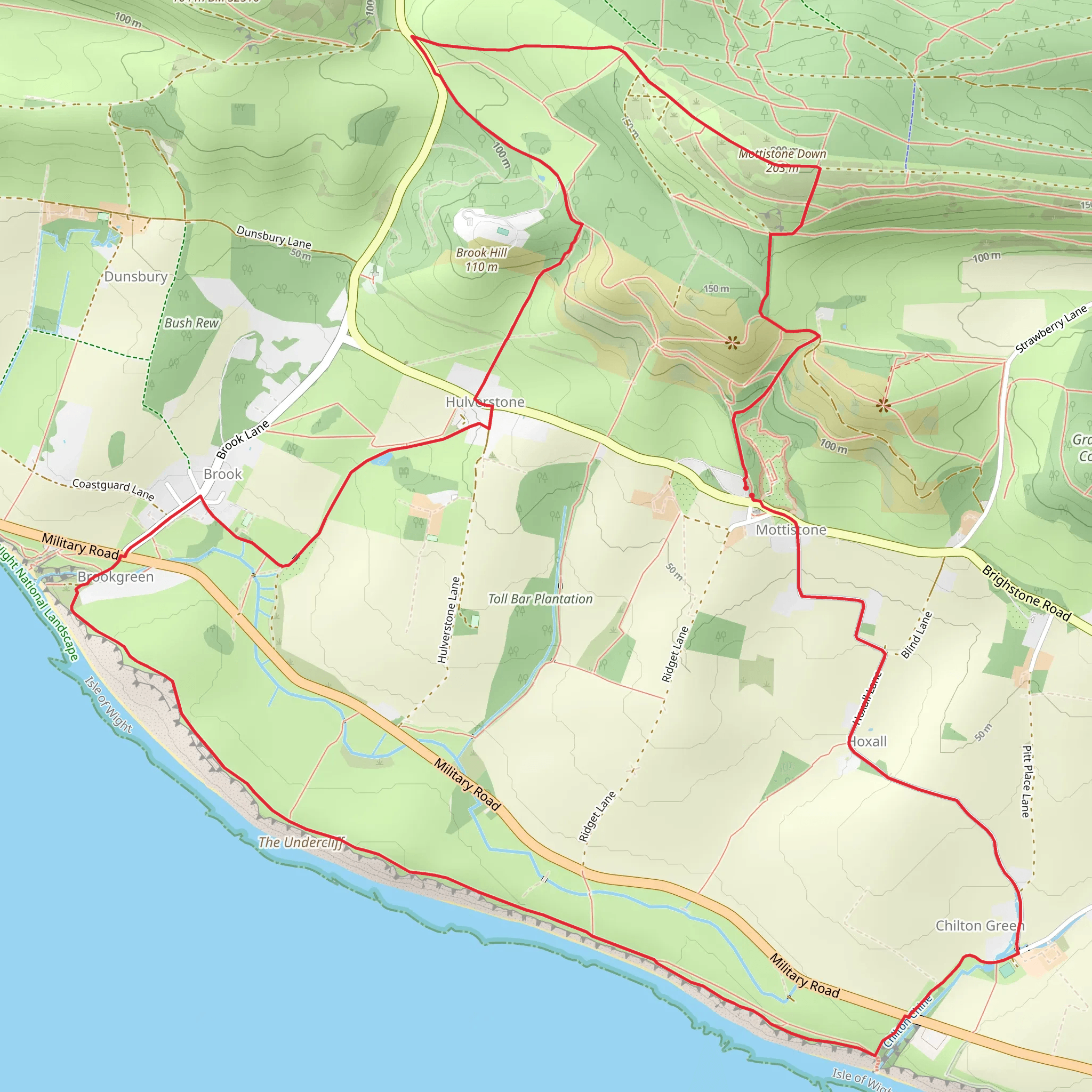 Mottistone Down and Harboro Loop mobile static map
