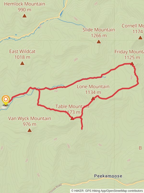 Table Mountain - Peekamoose Mountain - Balsam Cap Loop mobile static map