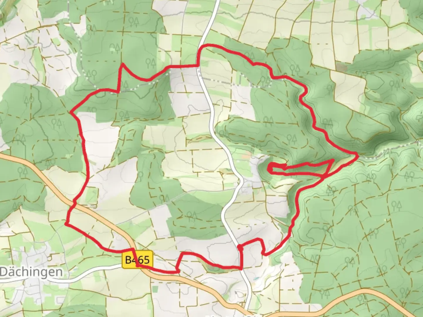 An image depicting the trail Riedgraben via Schwaebische Alb Oberschwaben Weg and its surrounding area.