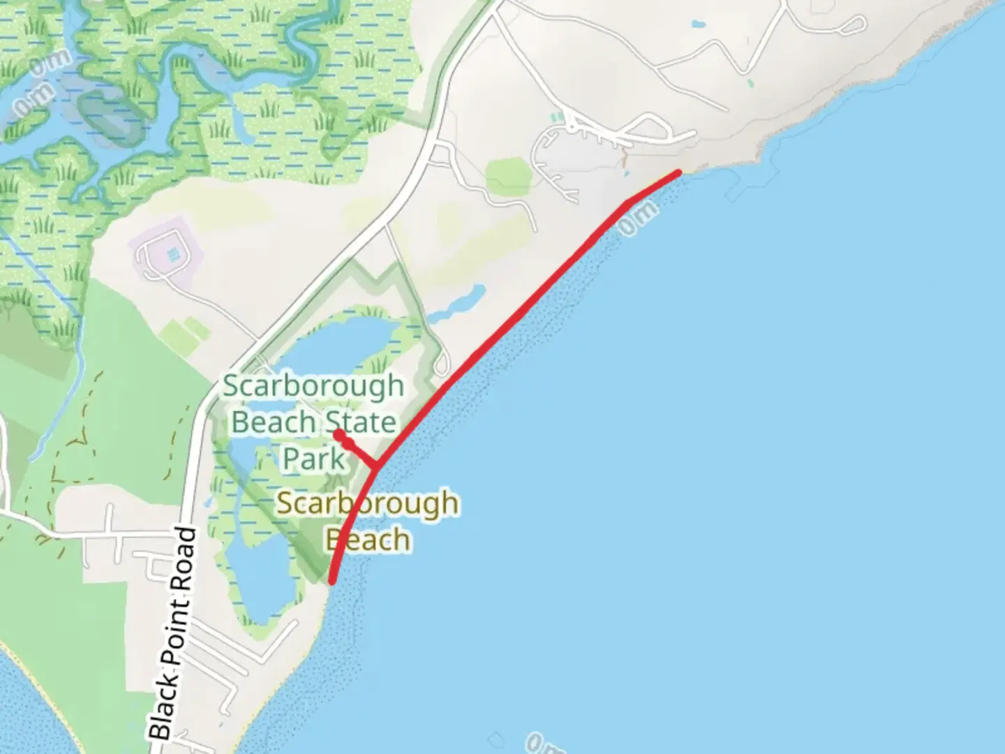 An image depicting the trail Scarborough Beach State Park and its surrounding area.