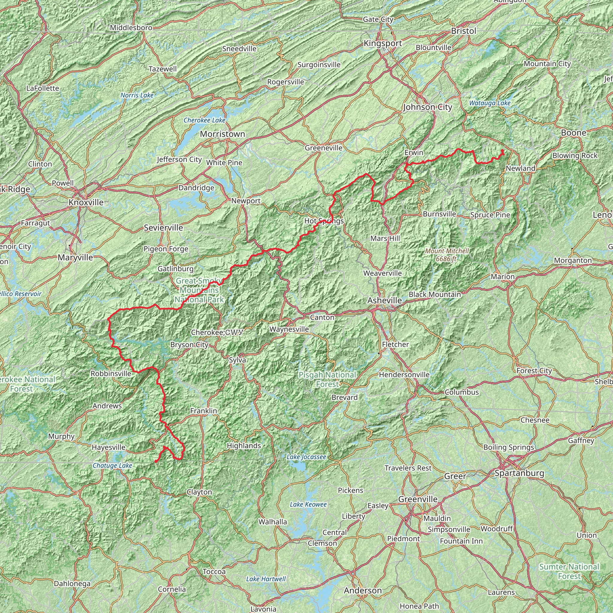 Appalachian Trail - North Carolina mobile static map