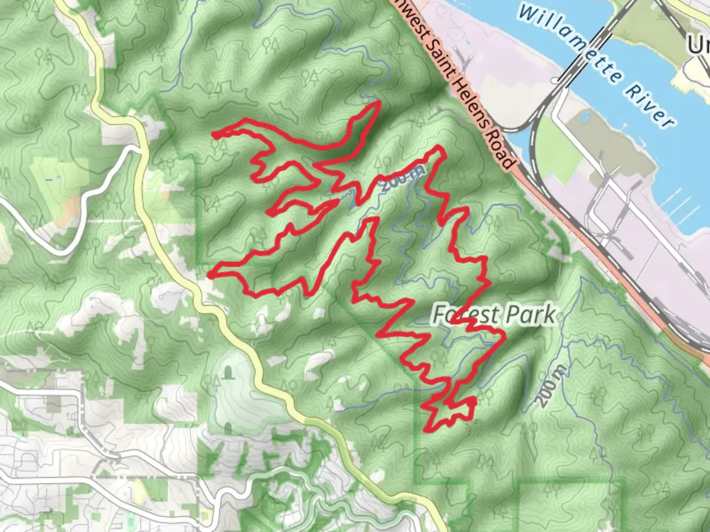 An image depicting the trail Wildwood Trail and Maple Trail Loop and its surrounding area.