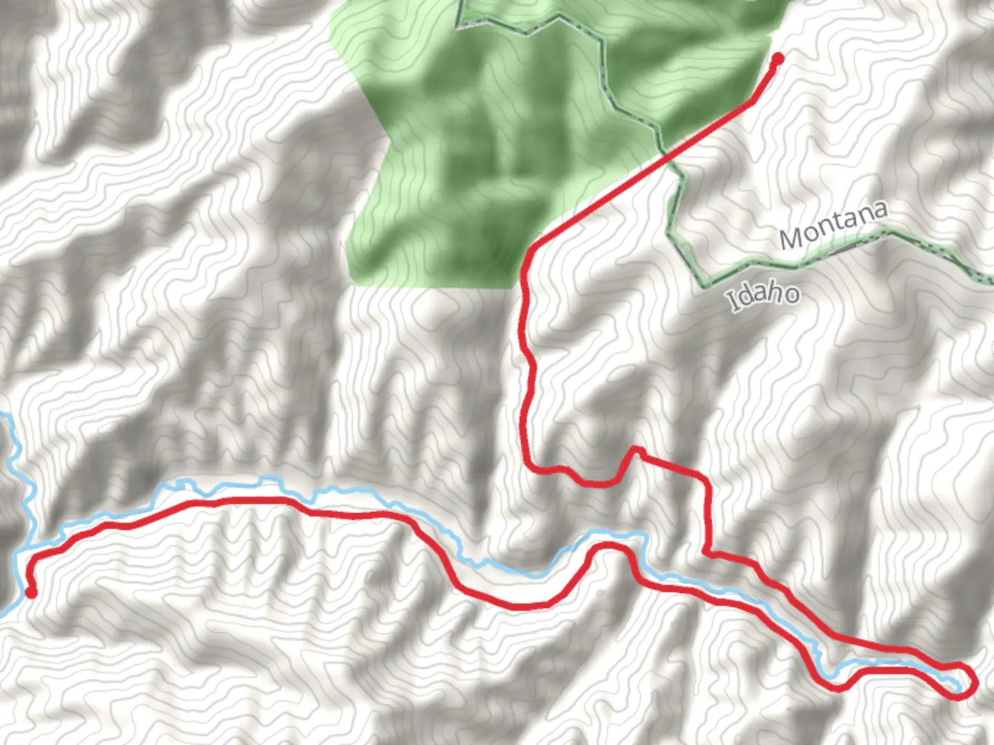 An image depicting the trail Route of the Hiawatha Trail and its surrounding area.