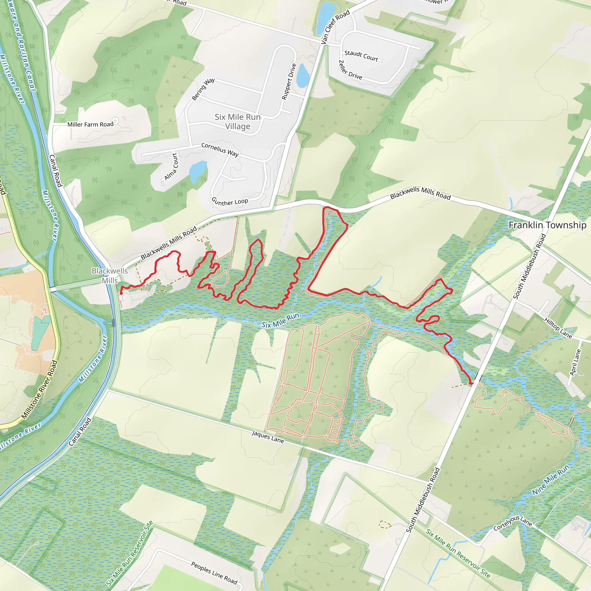 Six Mile Run - Blue Trail mobile static map