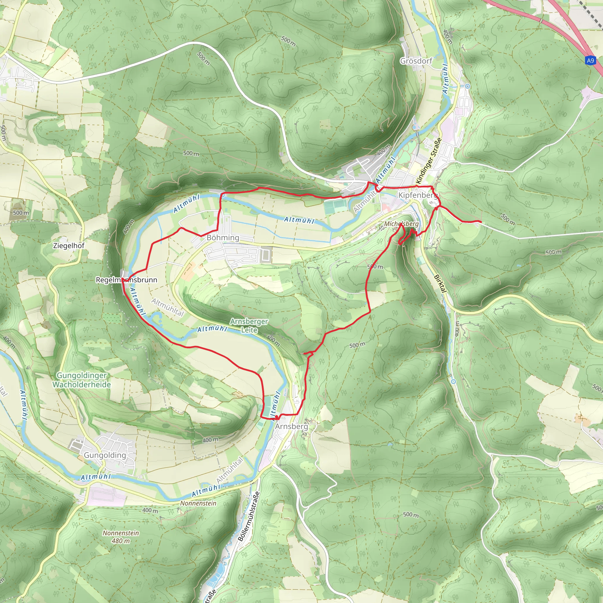 Schmetterlingsweg and Altmuehl mobile static map