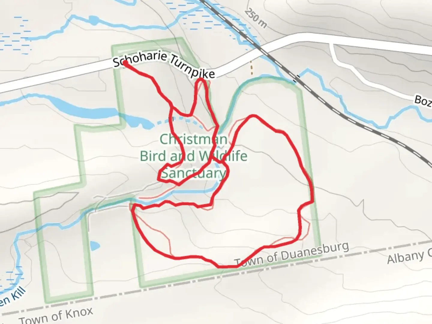 An image depicting the trail Blue - Orange Loop and its surrounding area.
