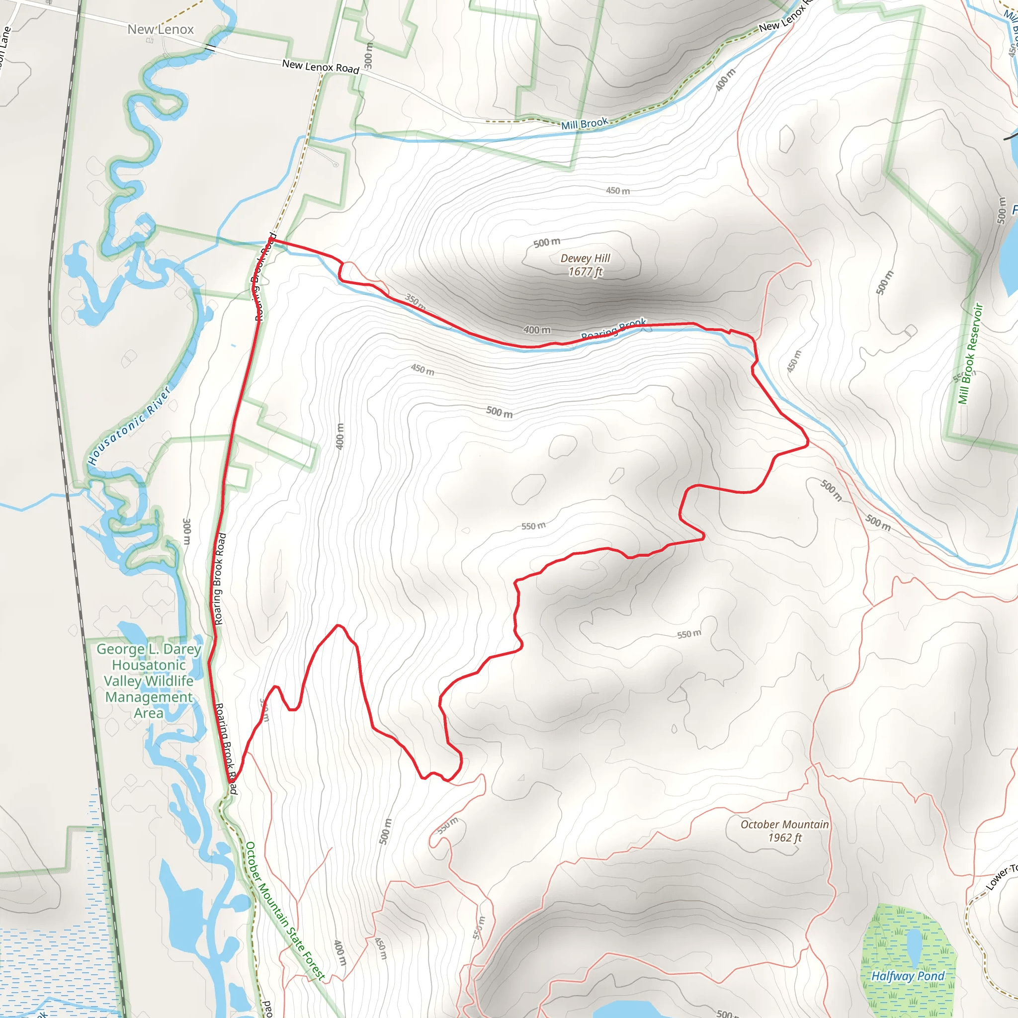 Roaring Brook and Dewey Hill Loop mobile static map