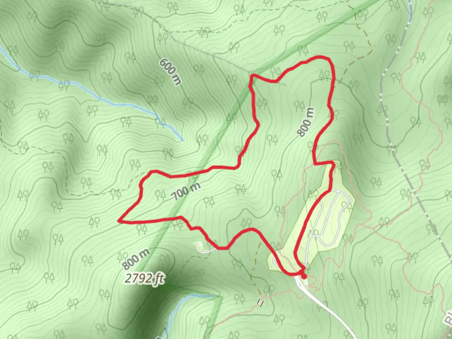 An image depicting the trail Matthews Arm Road and Weddlewood Loop Trail and its surrounding area.