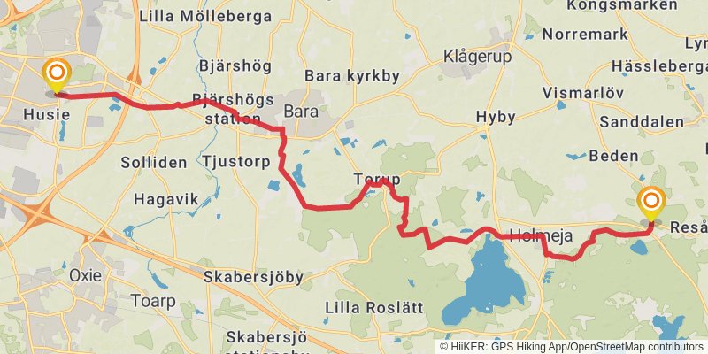 Skåneleden Trail stage 23 Map
