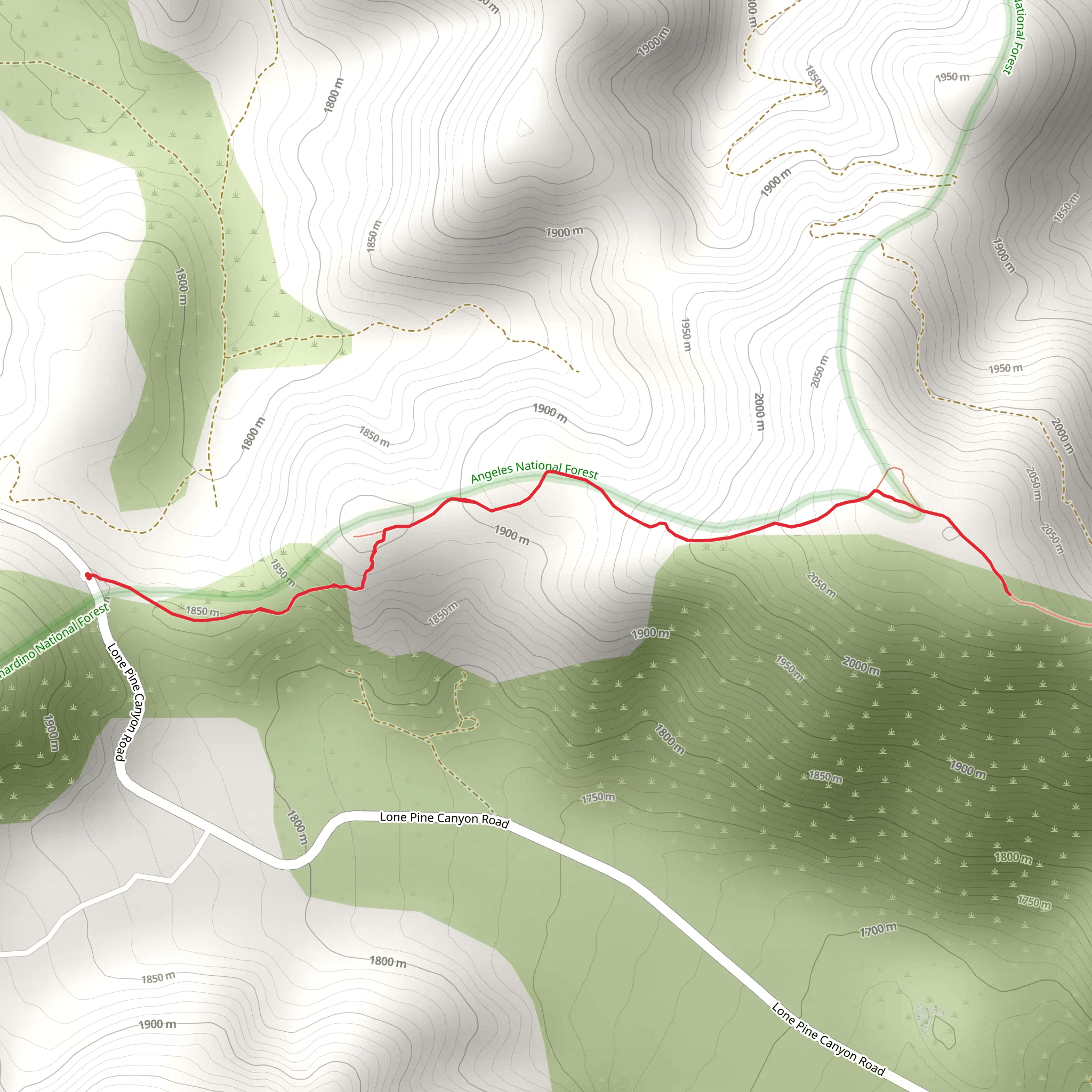 Lone Pine Canyon Road Walk mobile static map
