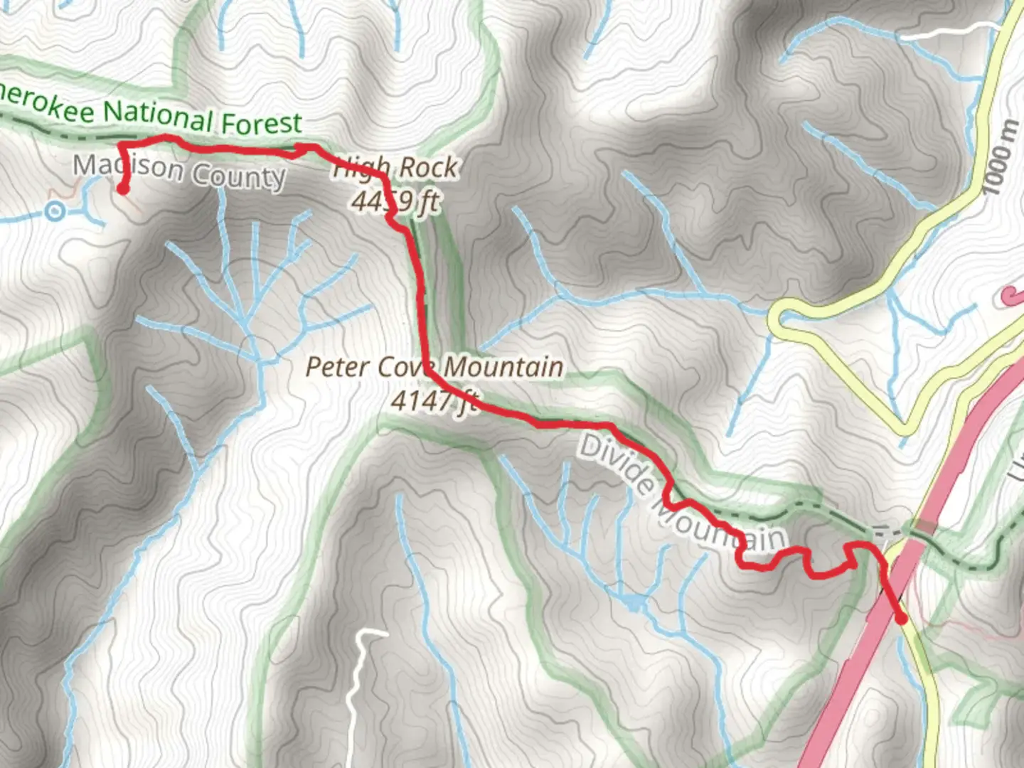 An image depicting the trail High Rock, Peter Cove Mountain via Appalachian Trail and its surrounding area.
