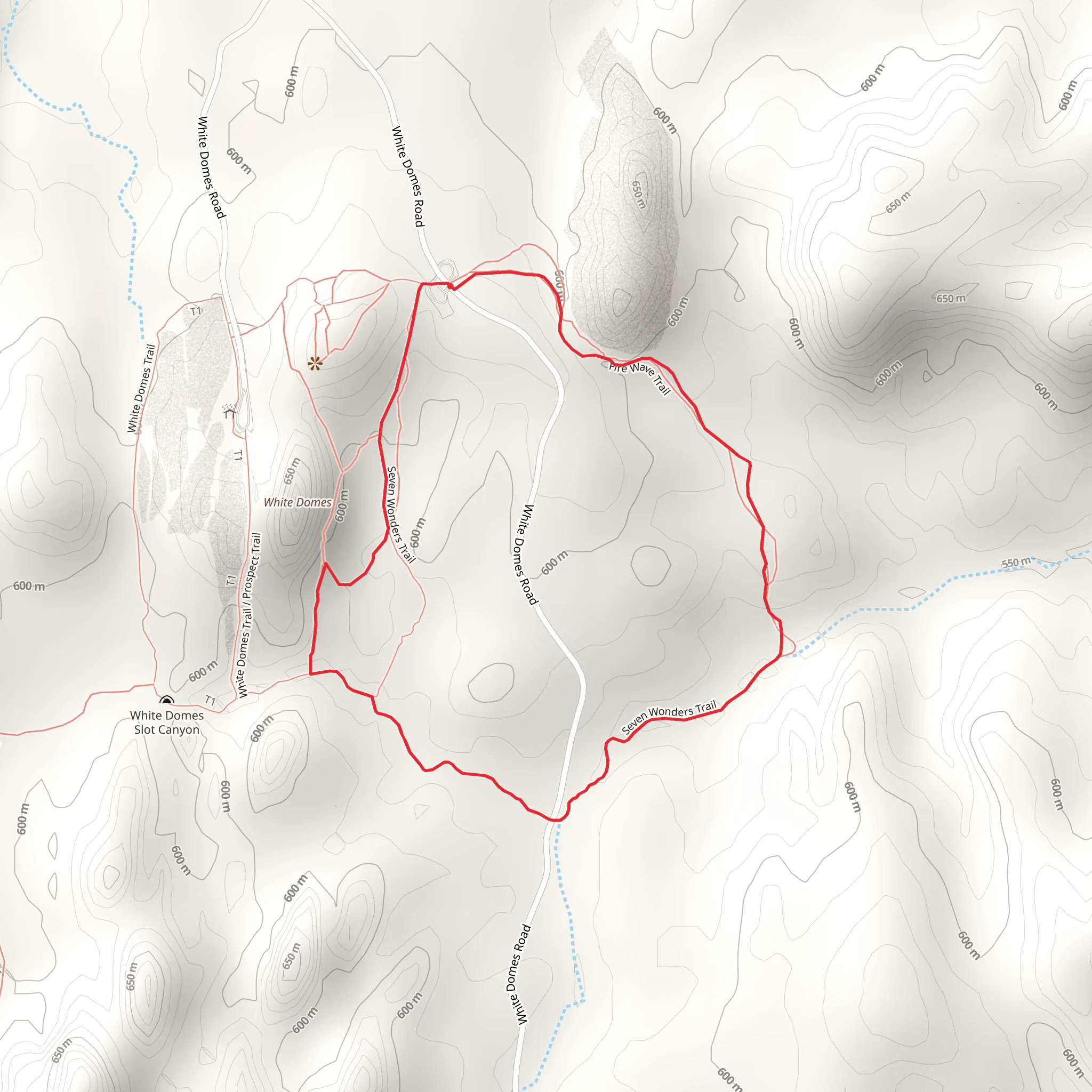 Seven Wonders and Fire Wave Loop Trail mobile static map
