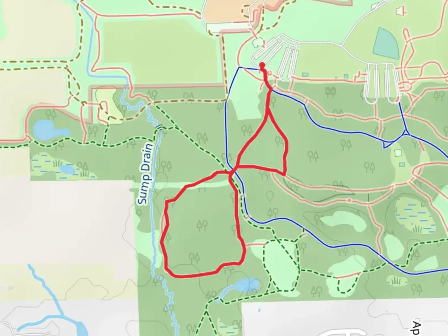 An image depicting the trail West Loop and Hiking Trail and its surrounding area.