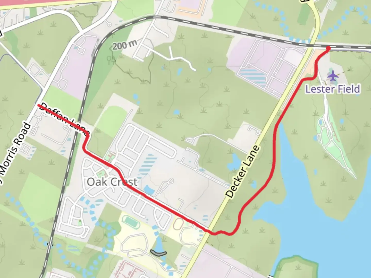 An image depicting the trail Austin to Manor Trail and its surrounding area.