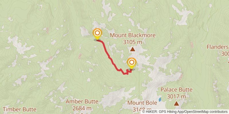 Elephant Mountain and Storm Castle Ridge via Blackmore Trail stage 2 Map